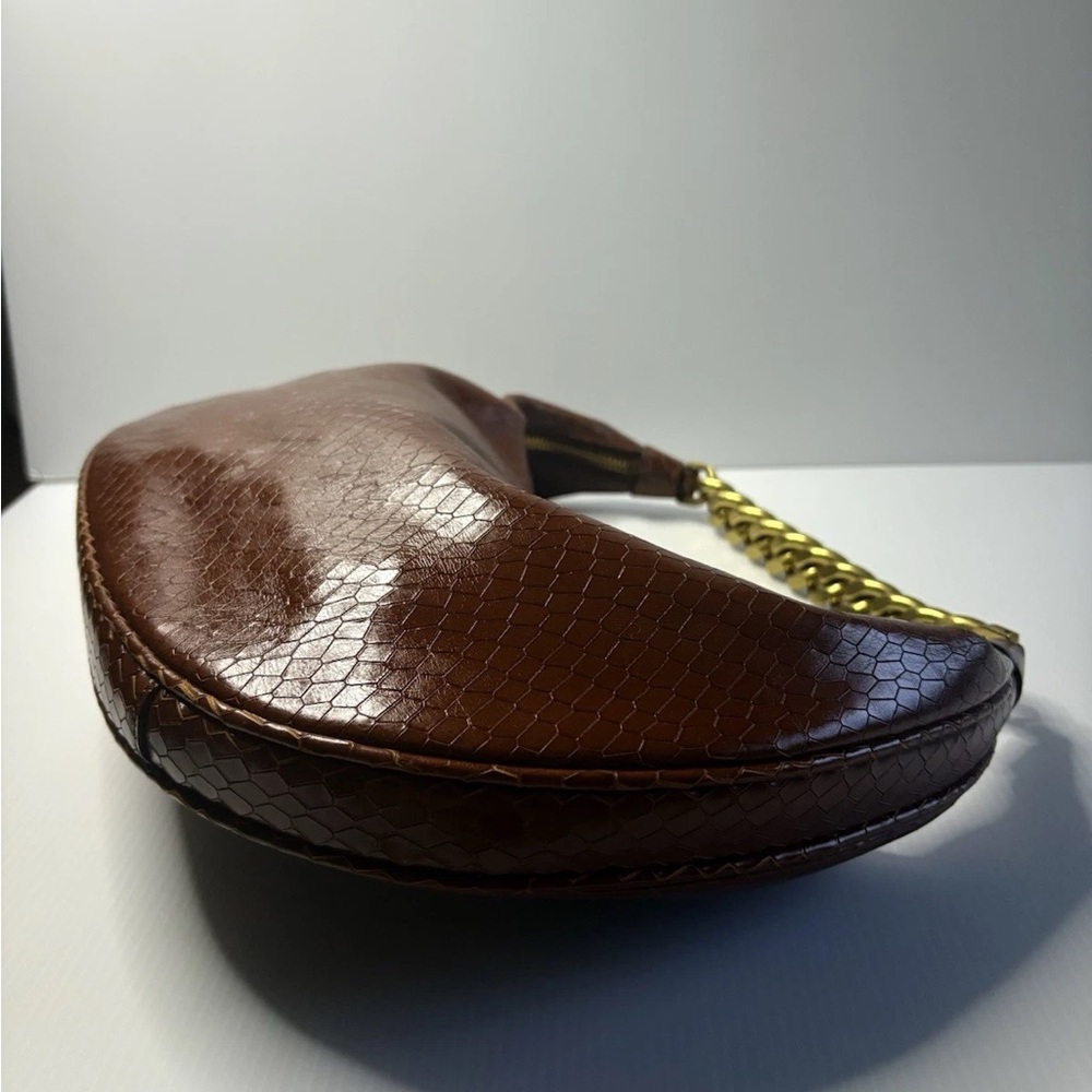 STAUD Brown Leather Hobo Bag with Gold Chain - Picture 4 of 5